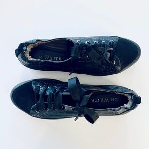 Ron White Black Leather Sneakers with Ultralight Wedge Outsole - EU 37 (US 6.5)